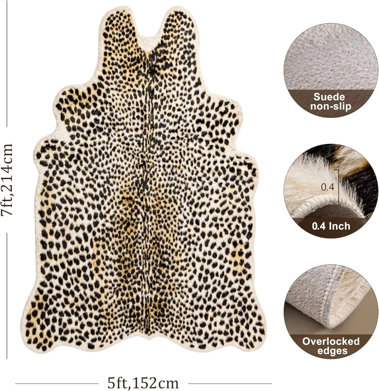 Be wild! Cheetah Print Rug, 5.2x7 Faux Animal Print Skin