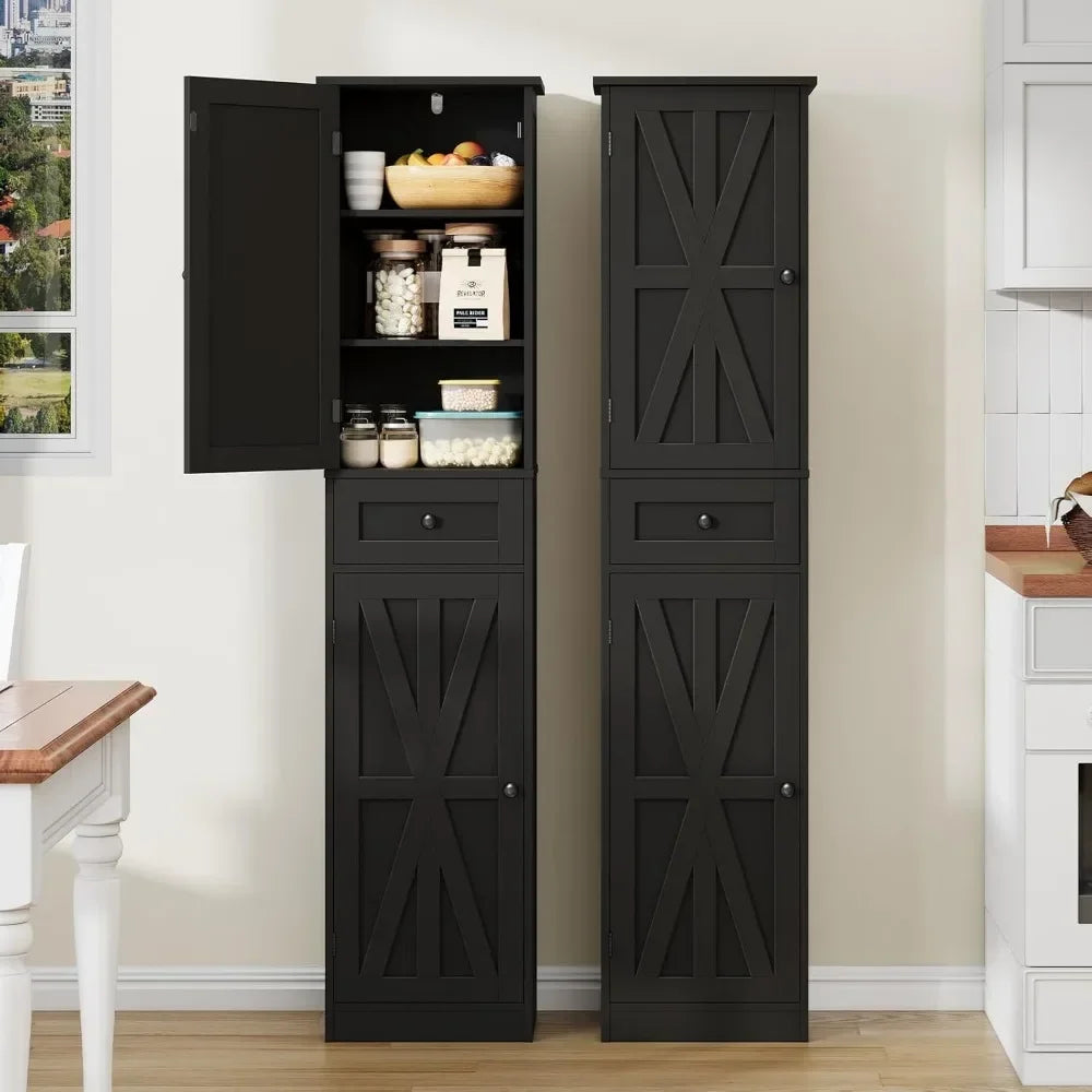 Bestseller 67" h Bathroom Narrow cabinet, 2 barn doors and 1 drawer, freestanding