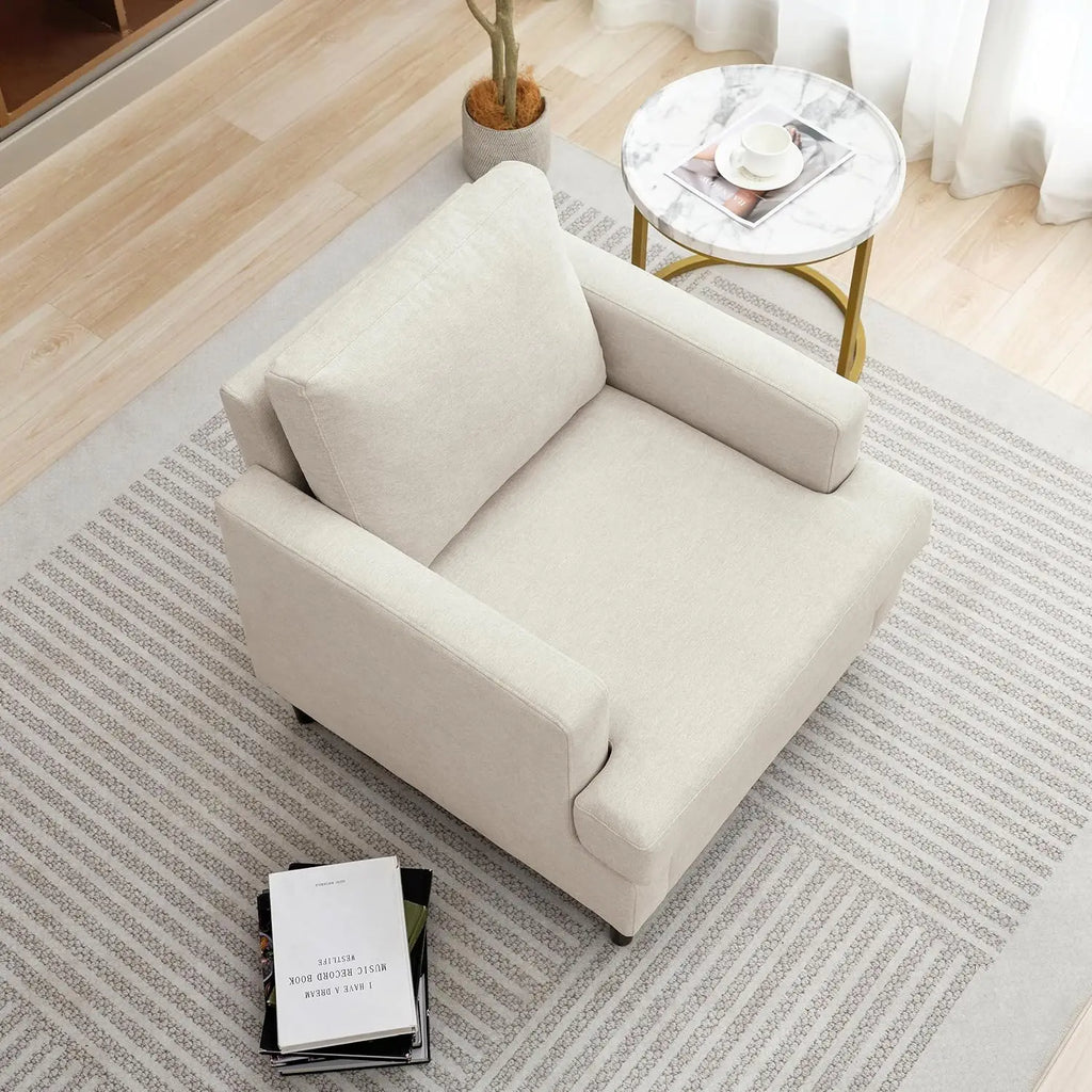 Mid-Century Accent Chair,Modern Linen Fabric Armchair