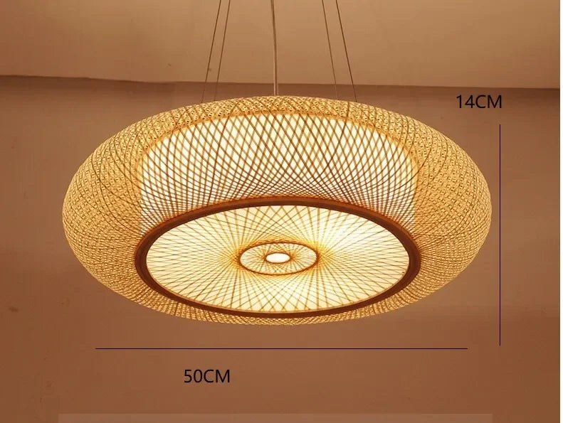 Bamboo Woven Ceiling Lamp Japanese  Circular Pendant Light