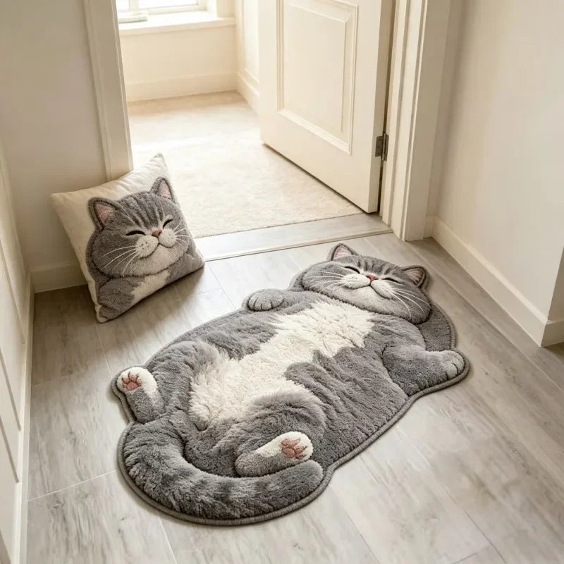 Adorable Fun Cat-Shaped Area Rug  Size options available