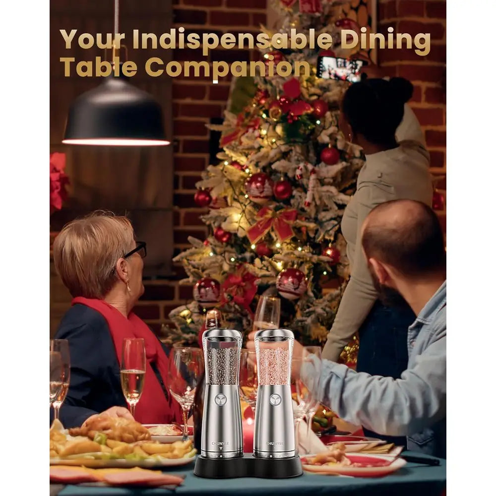 Automatic Stainless Steel Rechargeable Salt and Pepper Grinder Set