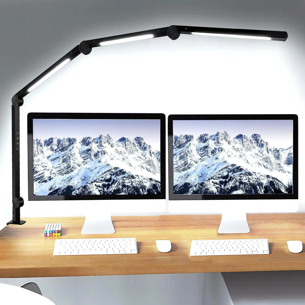 The Best LED Desk Lamp with Clamp Flexible Swing Arm Three light sources