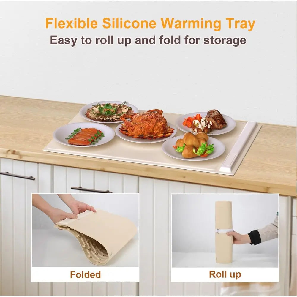 Electric Warming Tray with Adjustable Temperature, Upgraded Silicone