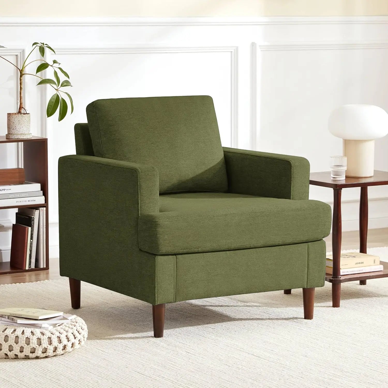 Mid-Century Accent Chair,Modern Linen Fabric Armchair