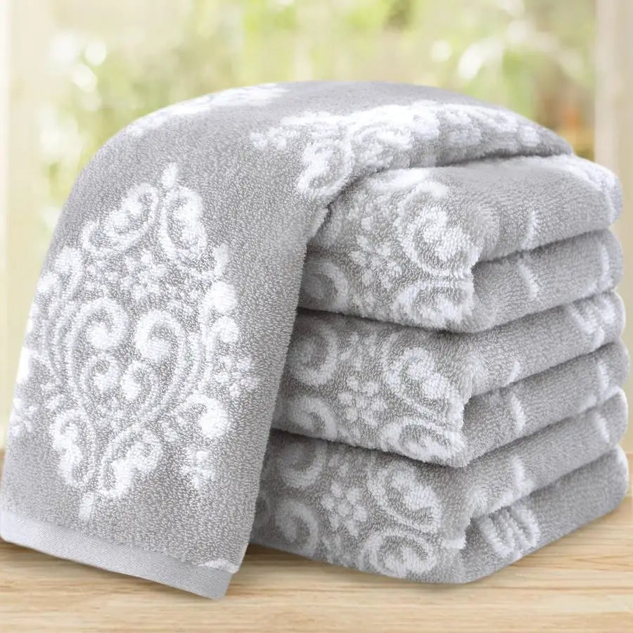Grey Bathroom Hand Towels Set of 4 16 x 27 Cotton Quick Dry