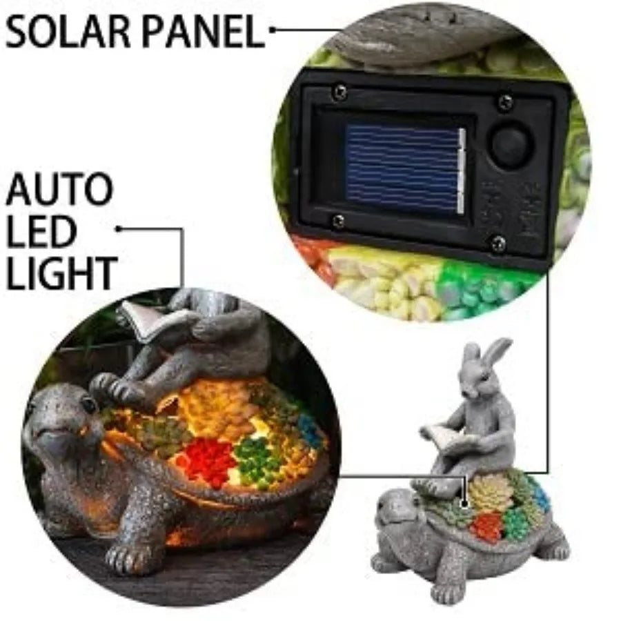 Garden Statue Rabbit Turtle Solar Outdoor Light