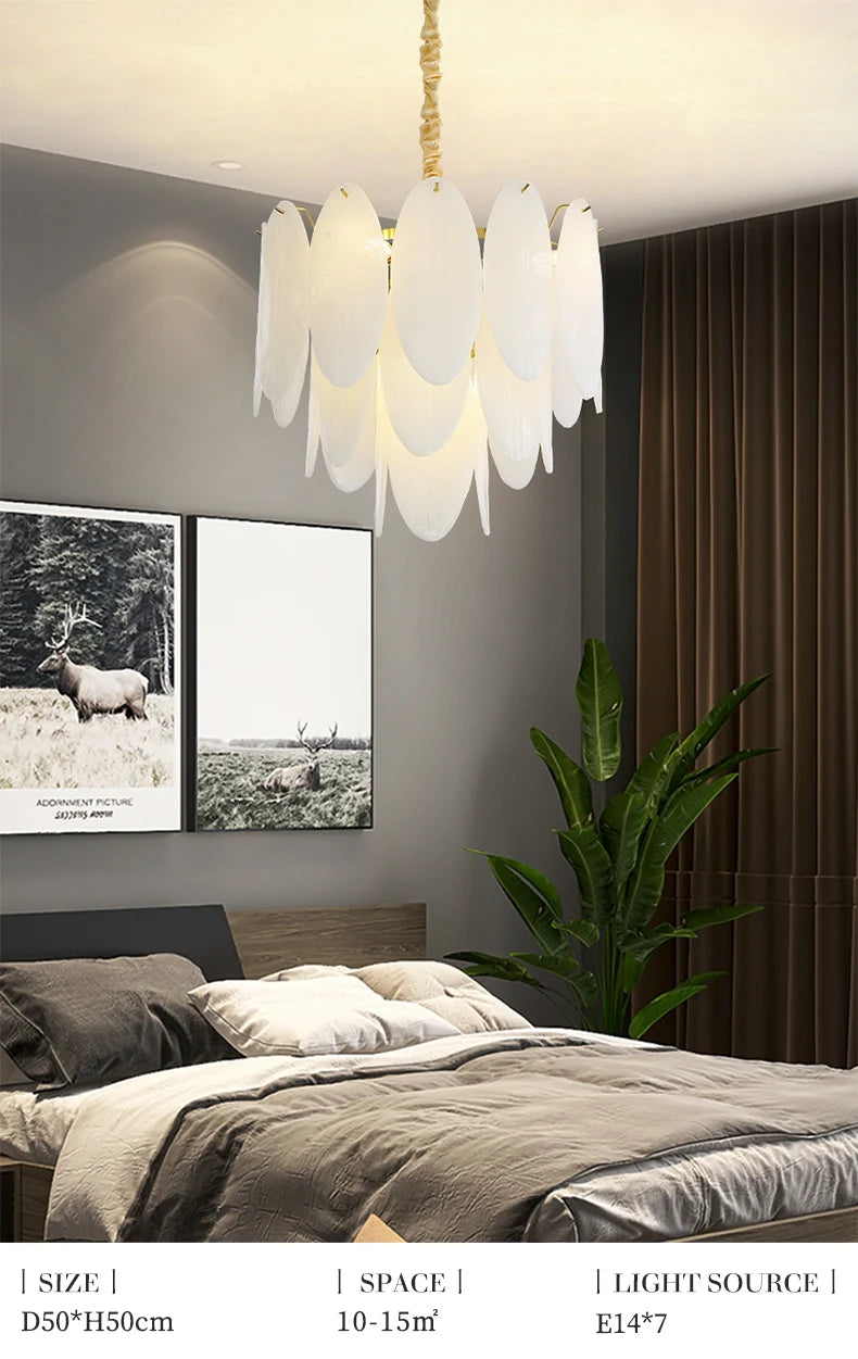 Lamp Luxury Feather Art Glass Chandelier Nordic Minimalism Chandelier French Style New Model LED