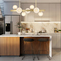 Mid Century Modern Chandelier Linear 7-Light Gold Pendant Light LED