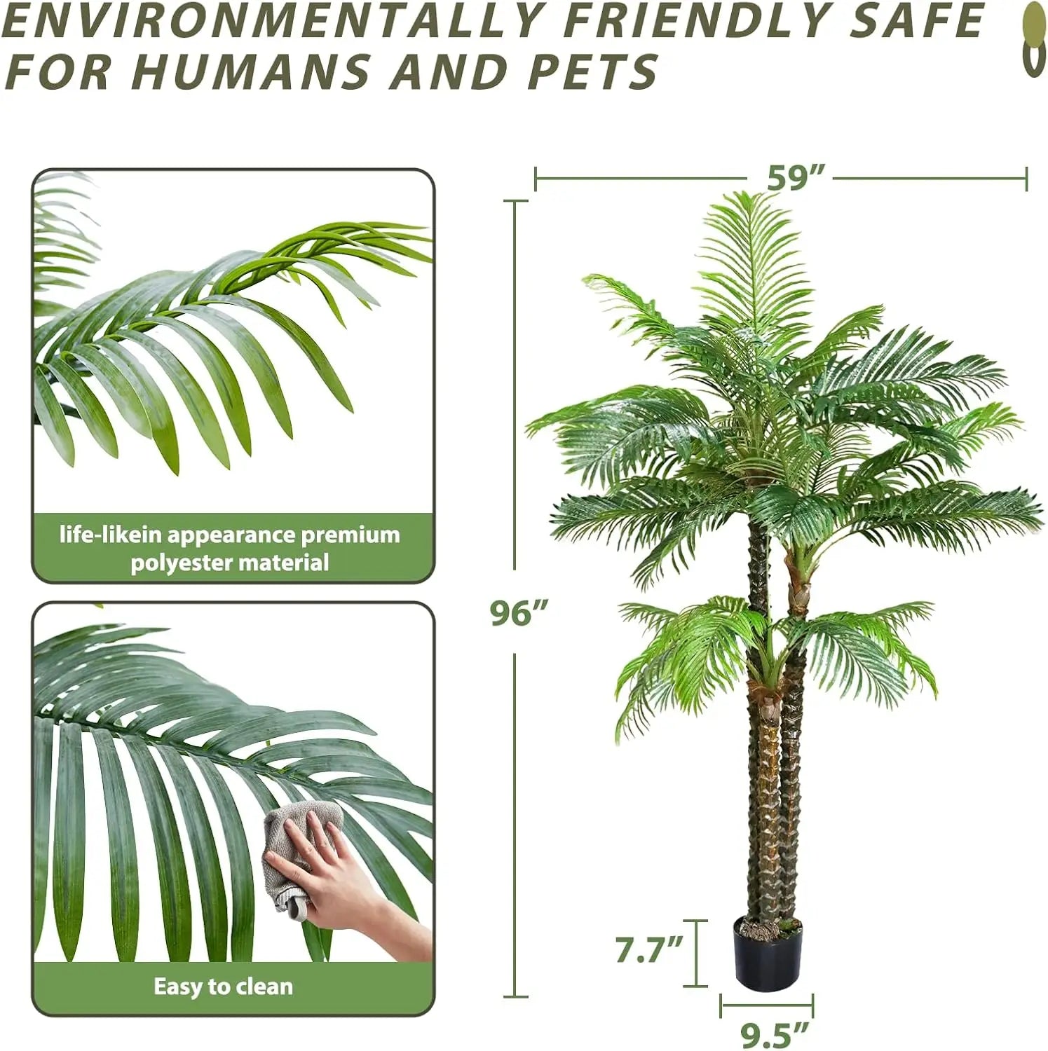 Palm Tree for Outdoors Triple Tropical Phoenix Palm,8ft Artificial
