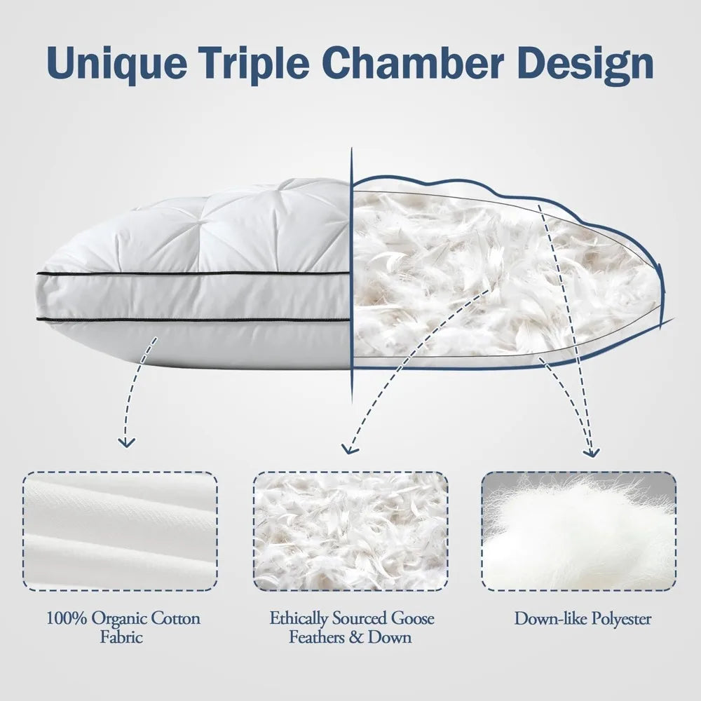 Luxury Goose Feather Down Pillows Queen Size,100%