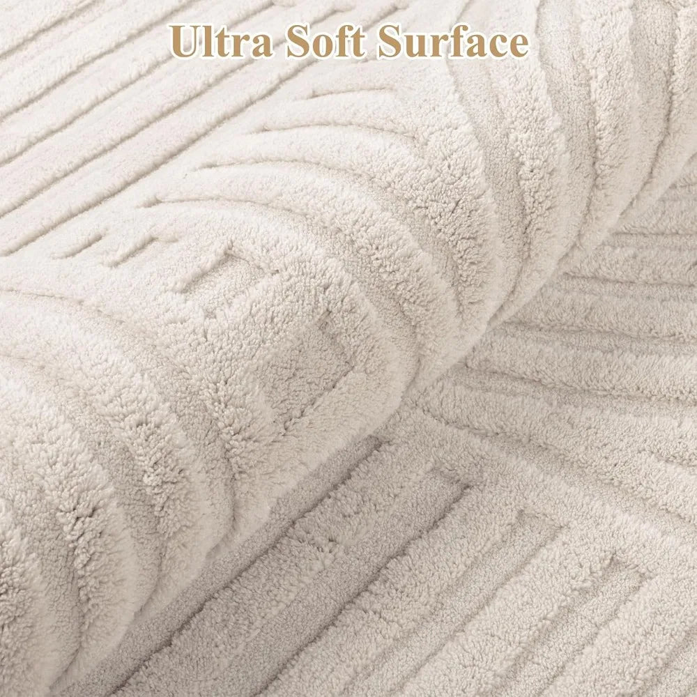 Soft Fluffy 5x7 Washable Area Rugs for Living Room Modern Beige