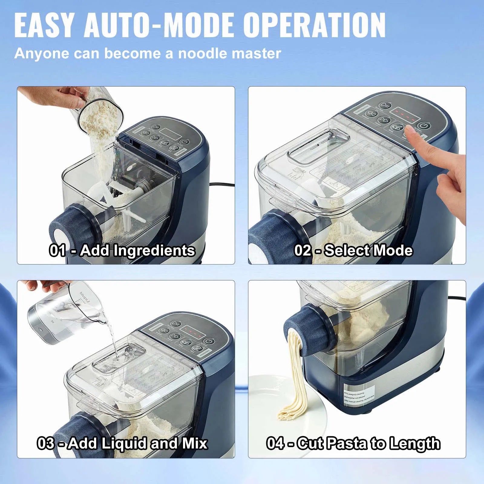 Electric Pasta Maker Automatic Noodle & Pasta Maker Machine with 4 Modes