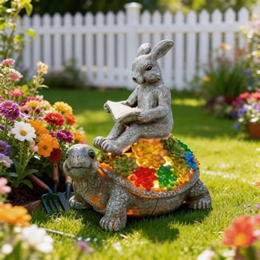 Garden Statue Rabbit Turtle Solar Outdoor Light