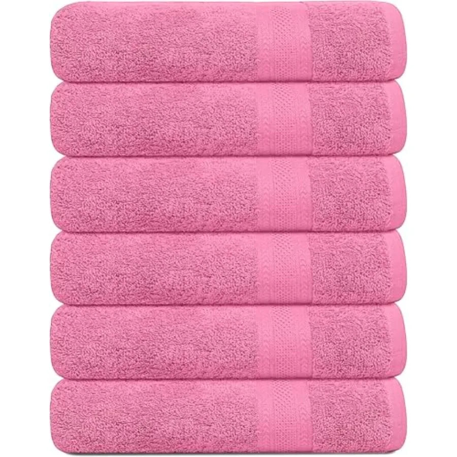 100% Cotton Bath Towels, 24x48 Pack of 6 Towels, Quick Dry