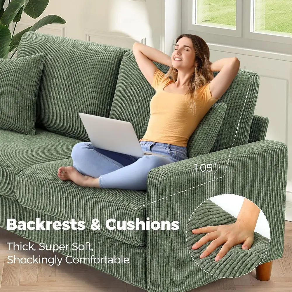 70-Inch Corduroy Couch for Living Room