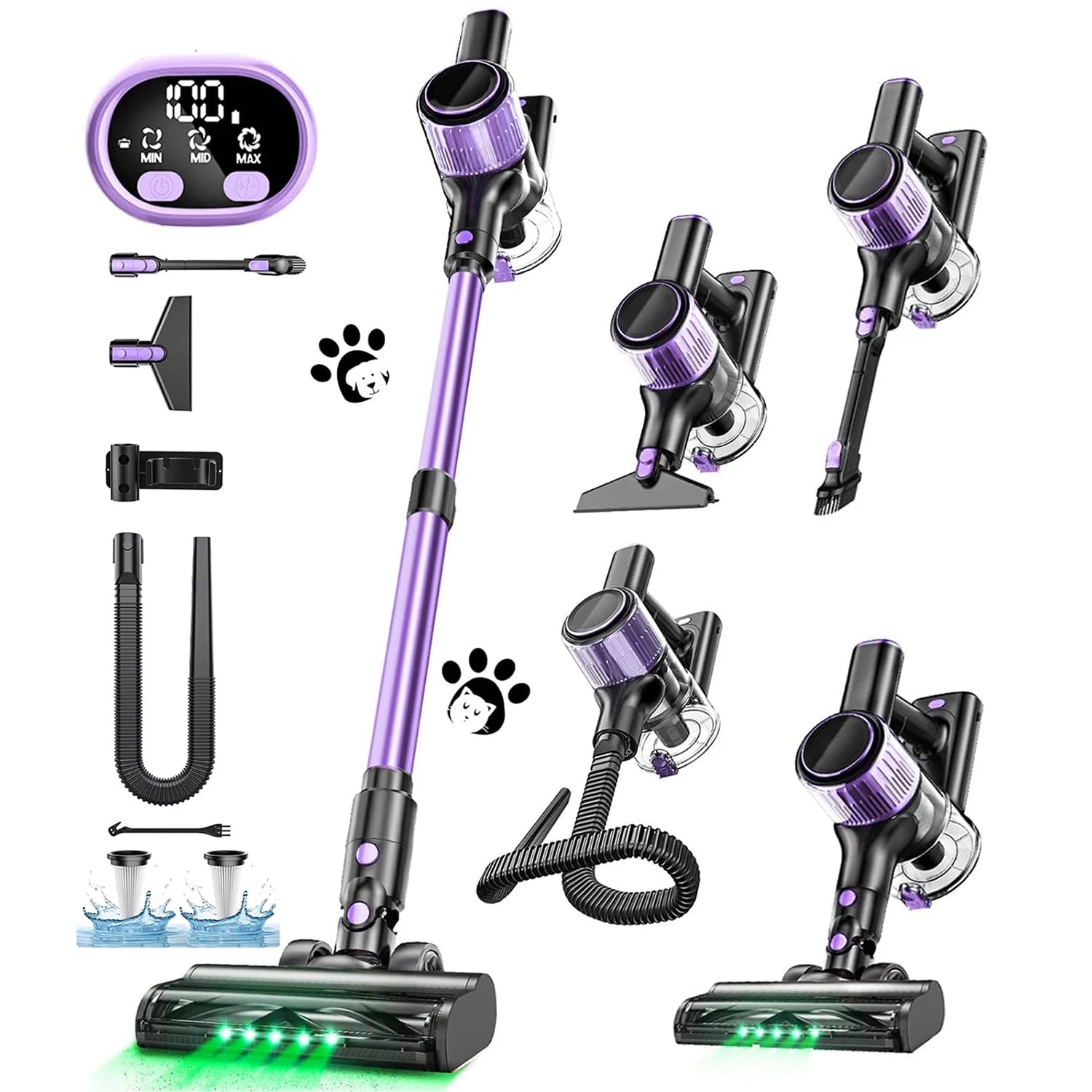 Cordless Vacuum Cleaner, 500 W/45min 10 in 1 Powerful Stick Vacuum Cleaner