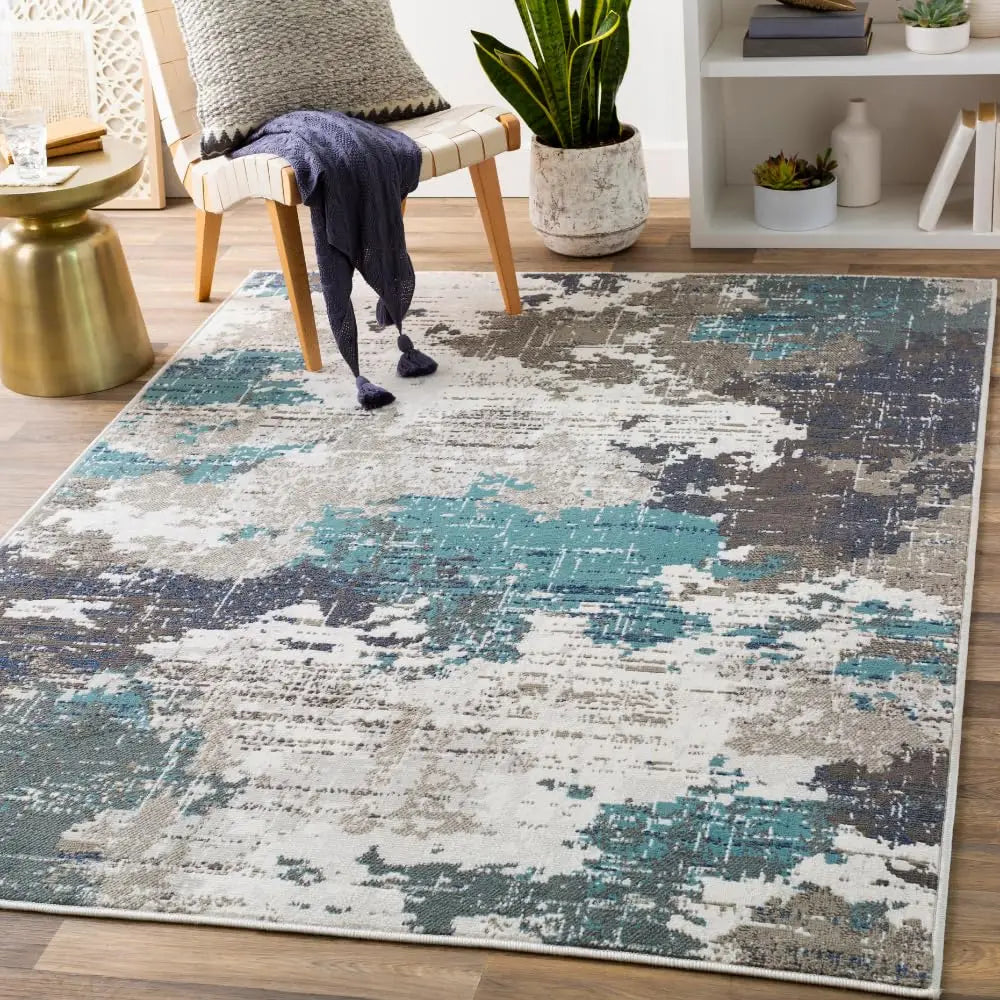 Geneva Modern Abstract Area Rug,5'3"" X 7'3"",Teal