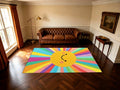 Cute Rainbow Smiley Sun Area Rug Bright Colorful Kids