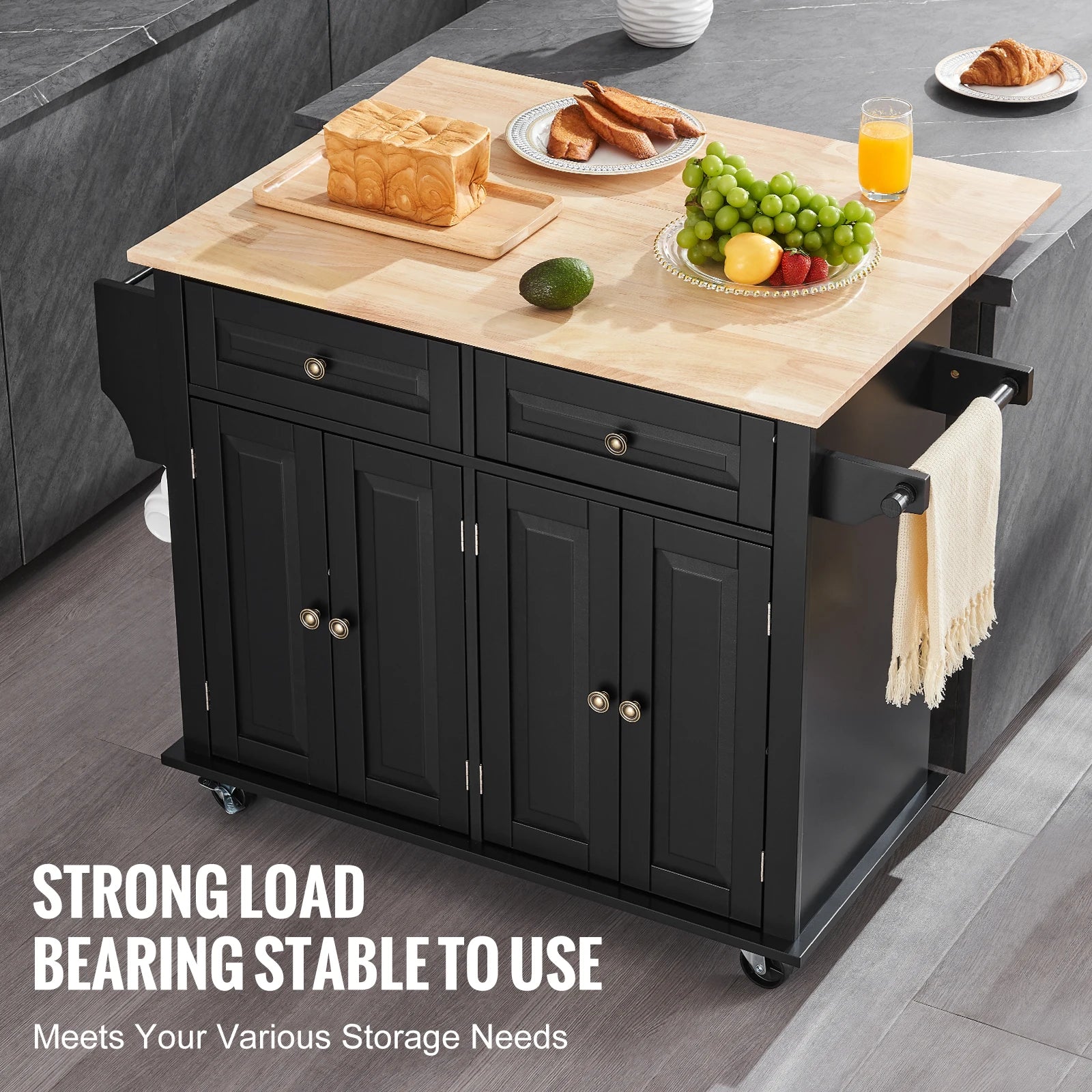 Fantastic Kitchen Island Cart Wood Top Mobile Carts