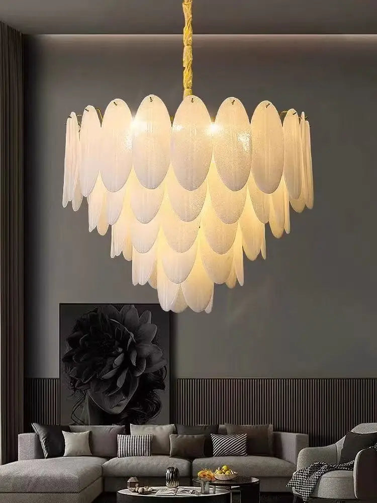 Lamp Luxury Feather Art Glass Chandelier Nordic Minimalism Chandelier French Style New Model LED