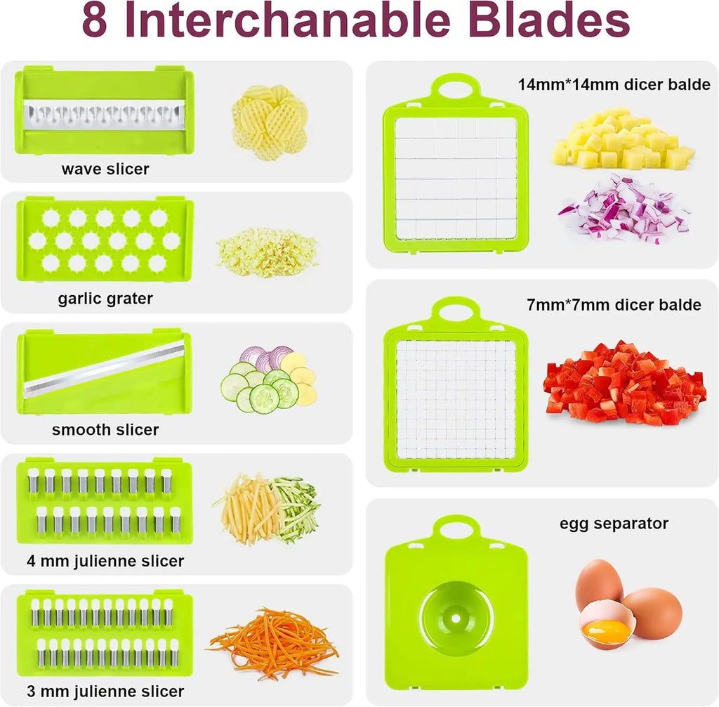 Upgraded Vegetable Chopper, Multi-Functional Easy Safe Kitchen Slicer Dicer