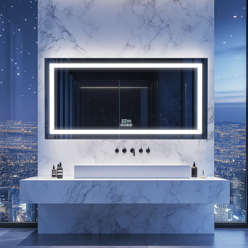 Musical LED Bathroom Mirror with Lights Vanity Make Up Mirror Dimmable