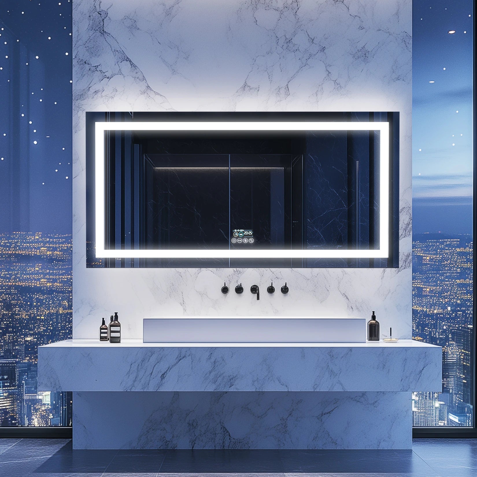 Musical LED Bathroom Mirror with Lights Vanity Make Up Mirror Dimmable
