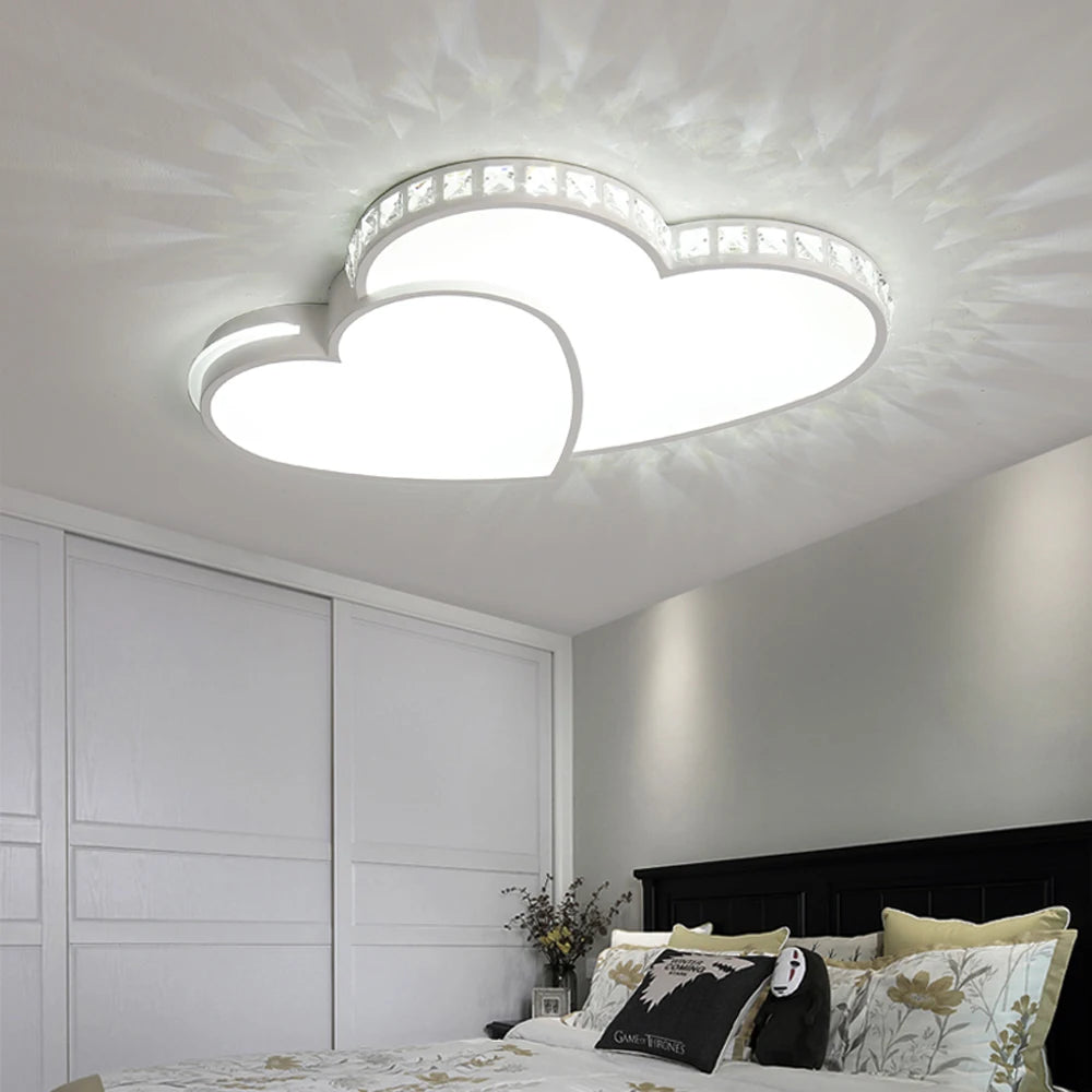 Modern Heart Shaped Ceiling Lights Crystal LED Flush Mount