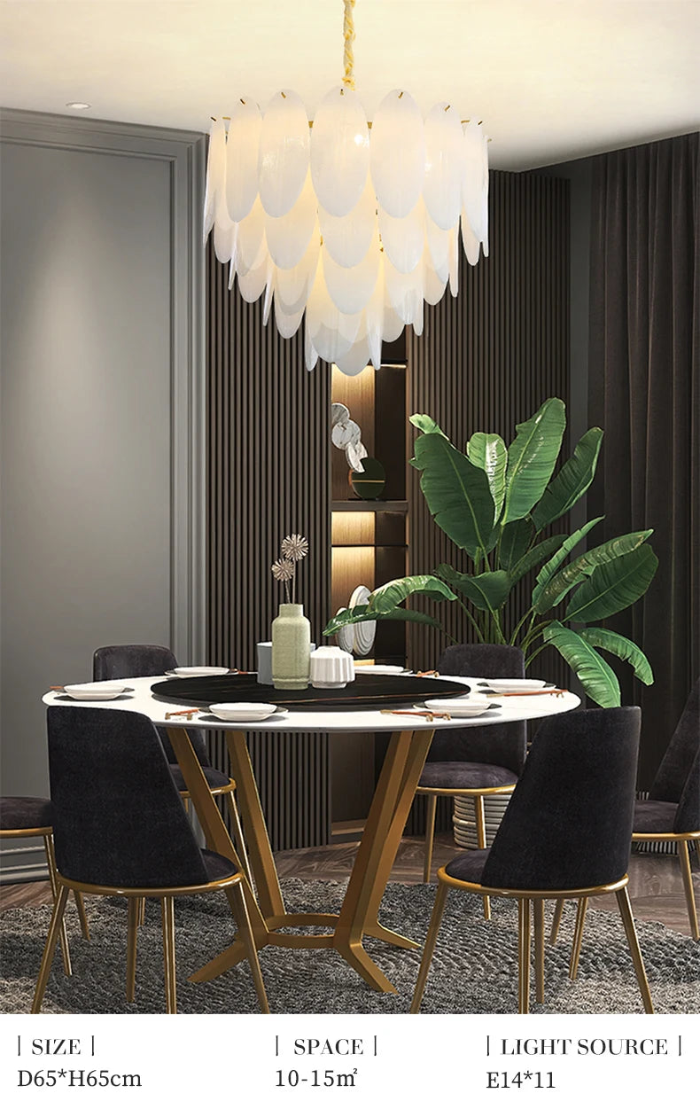 Lamp Luxury Feather Art Glass Chandelier Nordic Minimalism Chandelier French Style New Model LED