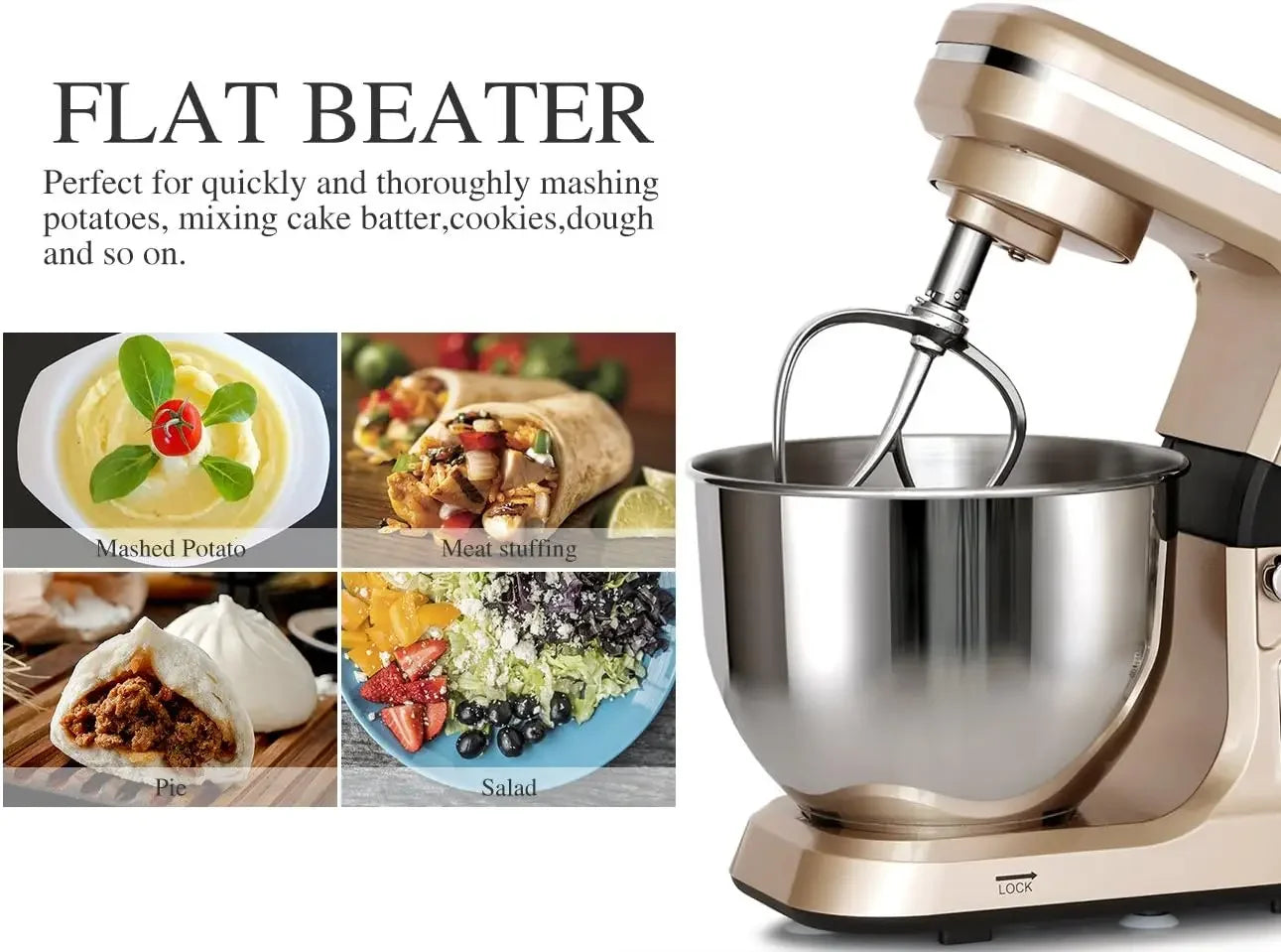 Stand Mixer,5.3-Qt & 500W & 6+P Speed MK36 Tilt-Head Kitchen Electric Food Mixer