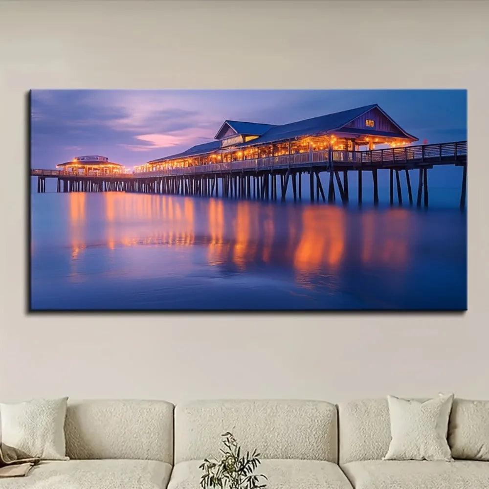 Wharf Sunset Lake print painting