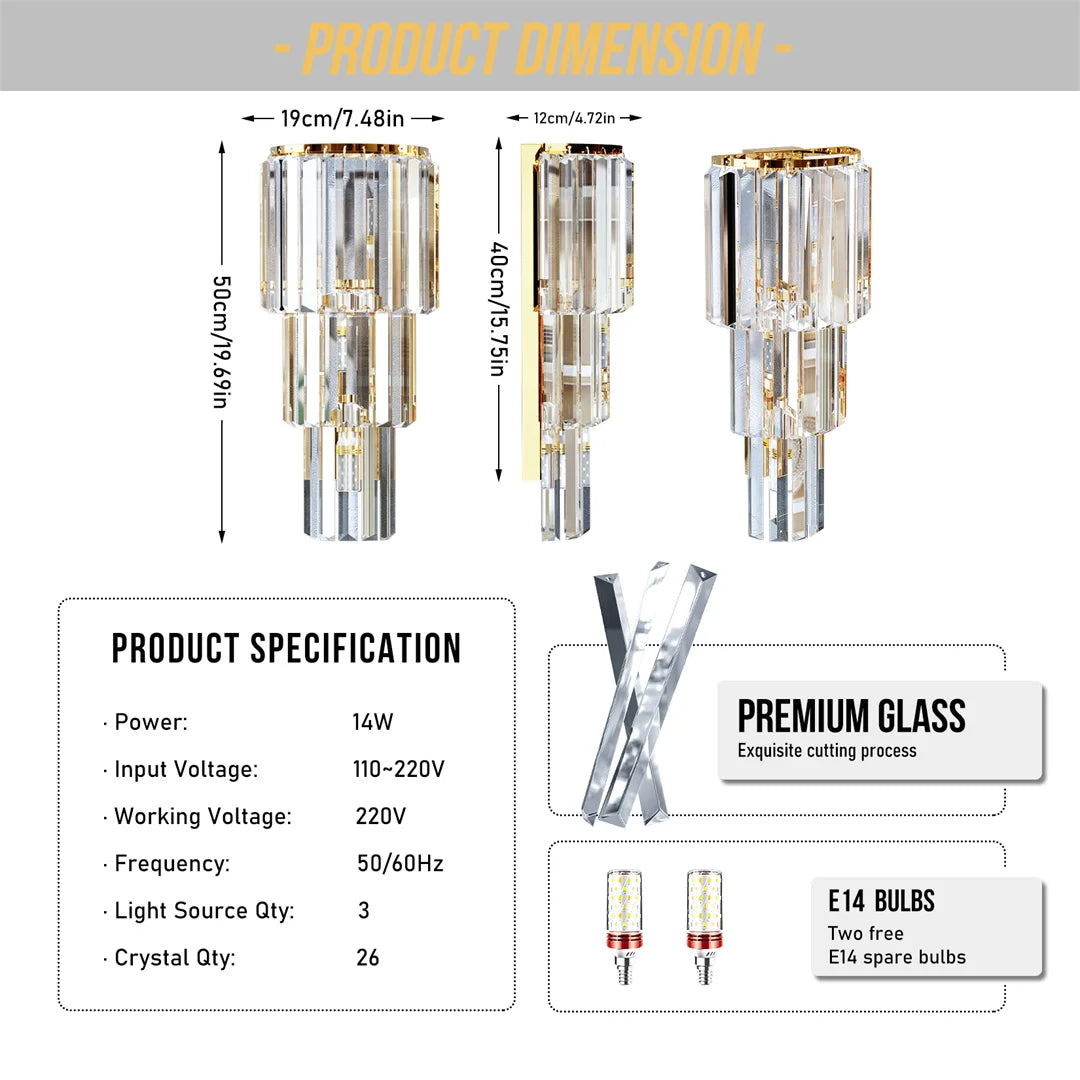 Luxurious Crystals Sconces for Wall