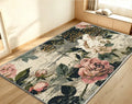 Vintage Rose Leopard Patchwork Area Rug Pink Green Distressed