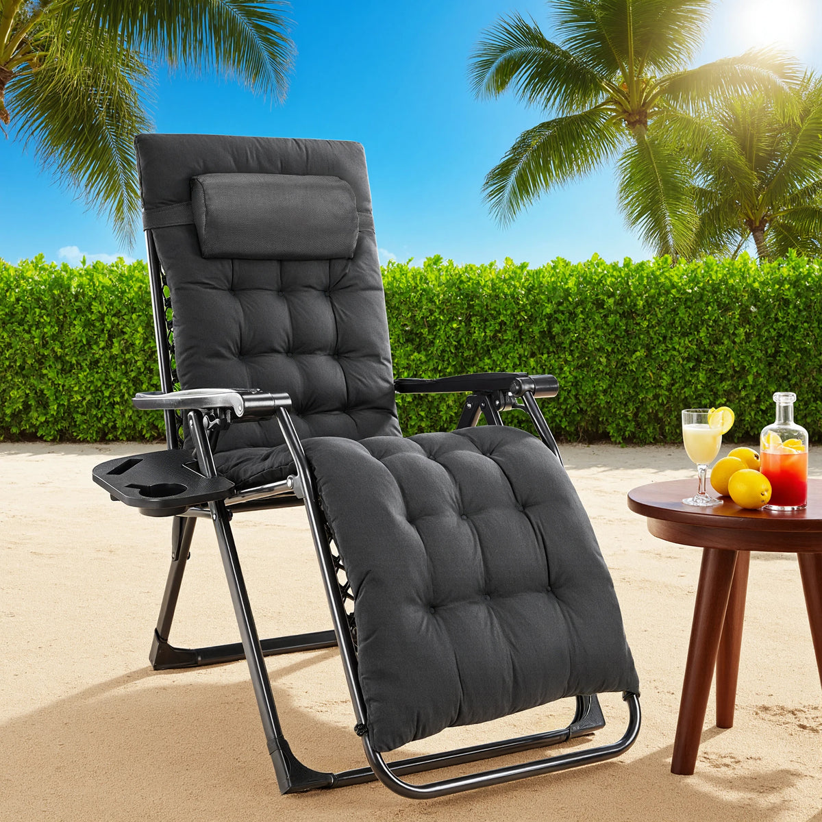 Zero Gravity Recliner Patio Lounge Chair ,Portable with Cup Holders