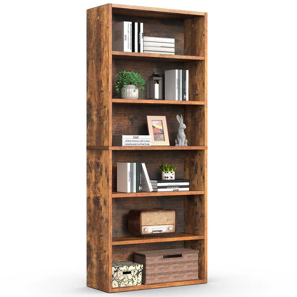 Books Galore!!  MCQ 6 Shelf Bookcase Wooden Large 63 Inch Tall