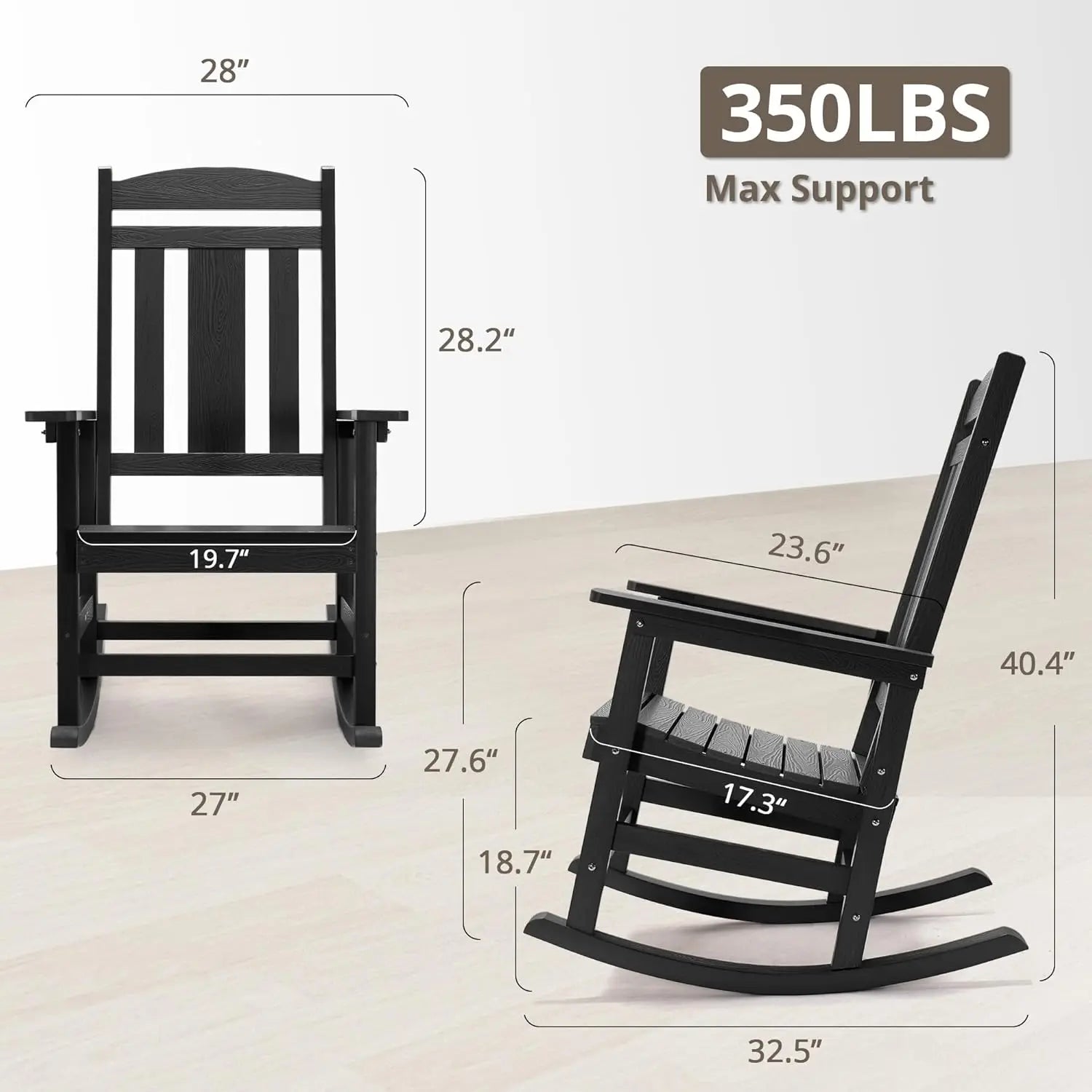 Outdoor Rocking Chairs Set of 2, Weather Resistant Poly Plastic Rocker