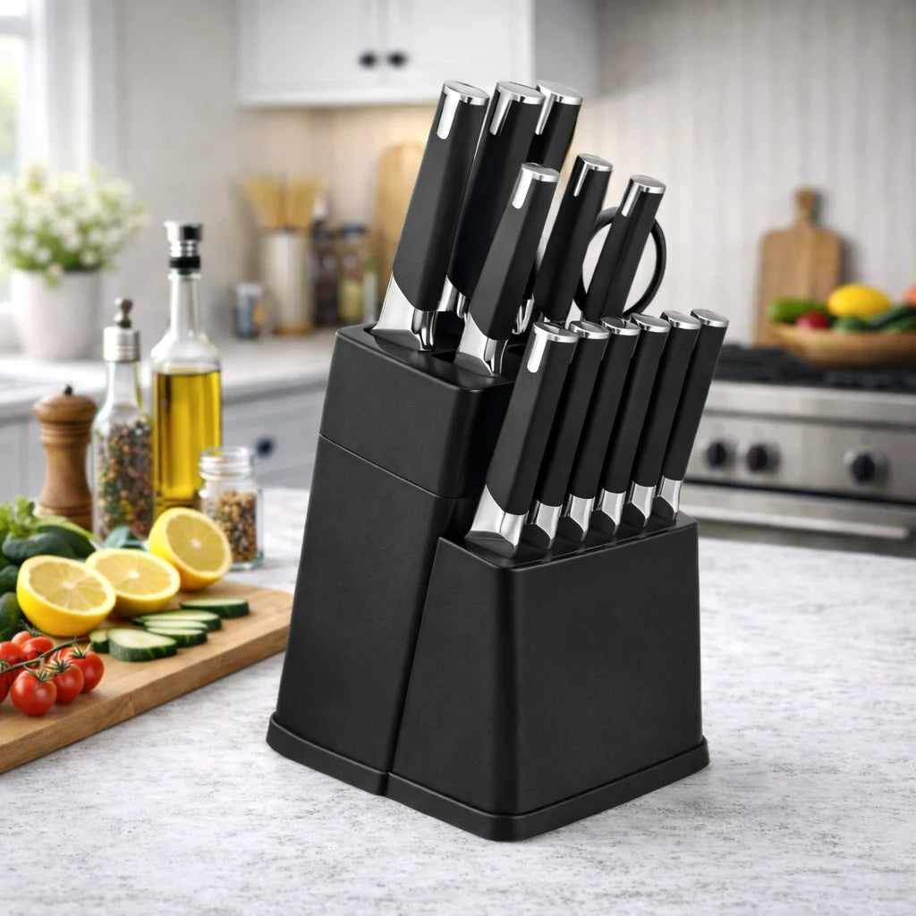Awesome Gift Professional Kitchen Knife Block Set with 6 Steak Knives