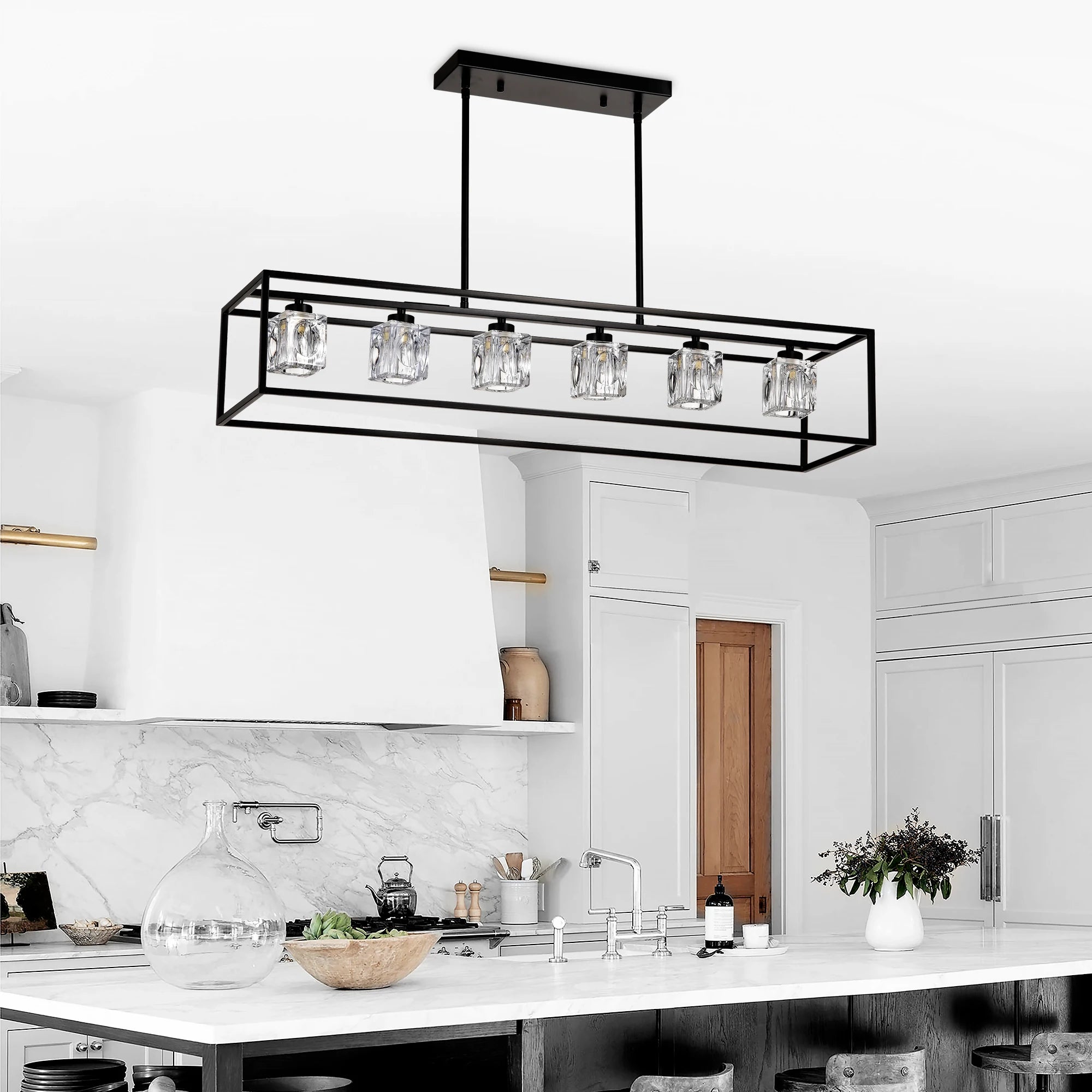 6-Light Farmhouse Chandelier, Modern Industrial