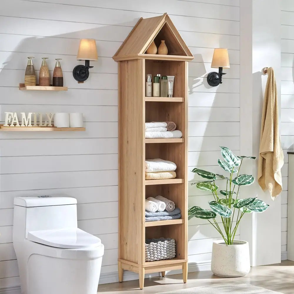 Tall Angled Arch Bathroom Cabinet, 5 Tiers ,75.9 Tall