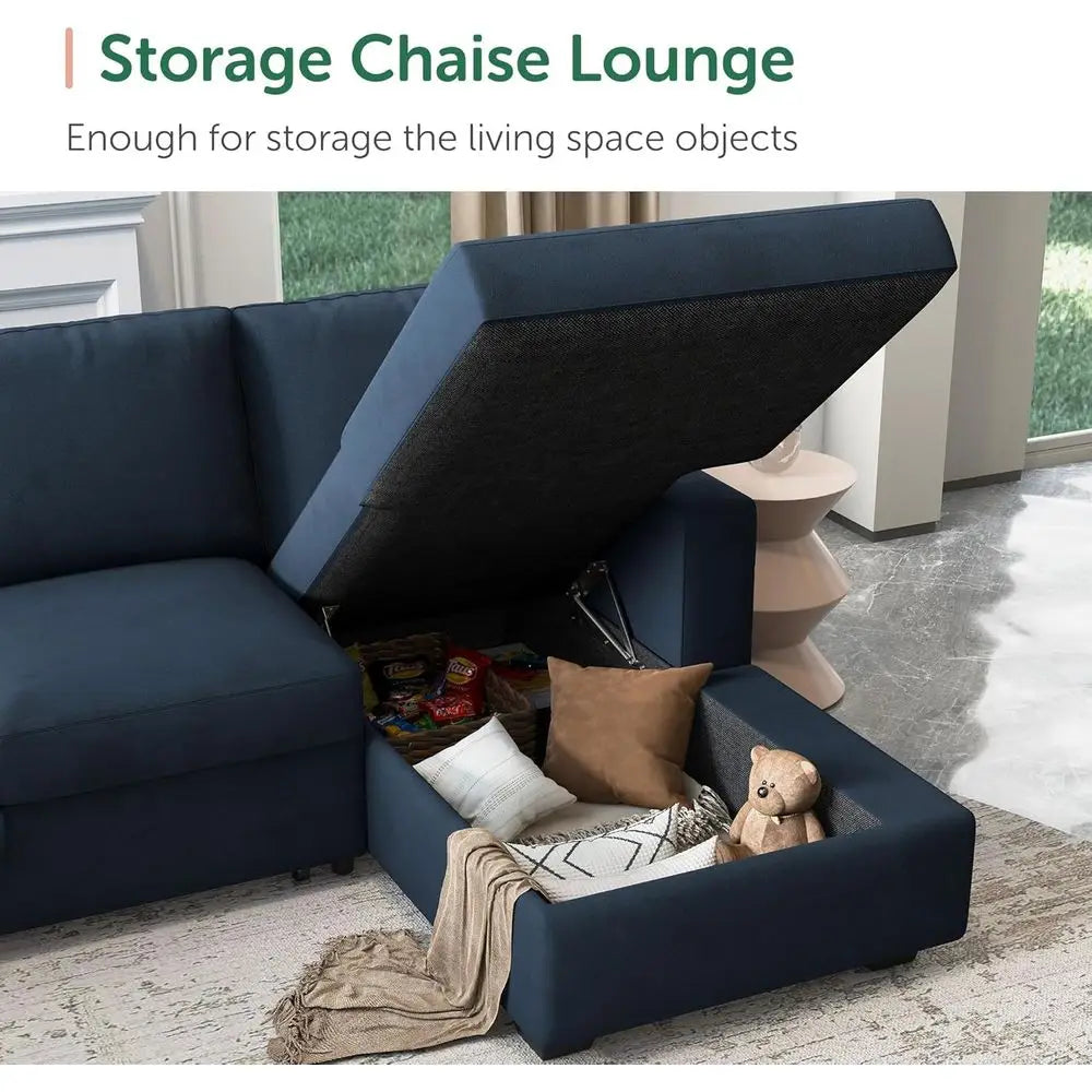 U-Shaped Sectional Sleeper Sofa with Pull-Out Bed