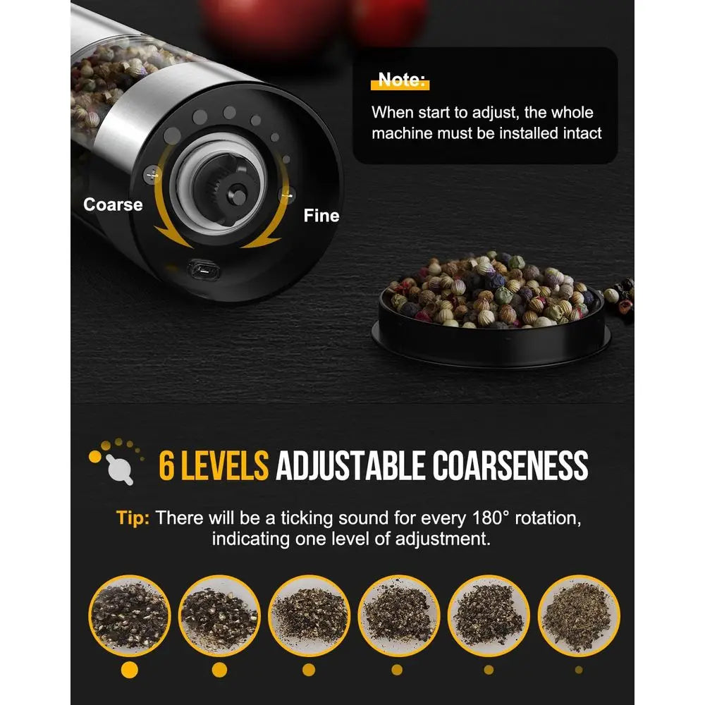 Electric Salt and Pepper Grinder Set of 2, Rechargeable