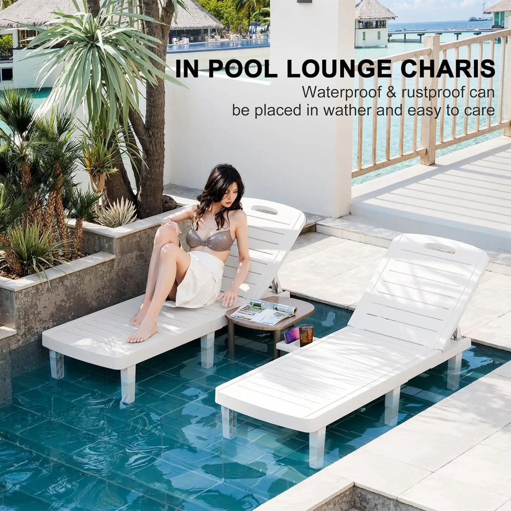Durable Oversized Waterproof Adjustable Resin Chaise Lounge Set 2 More Colors