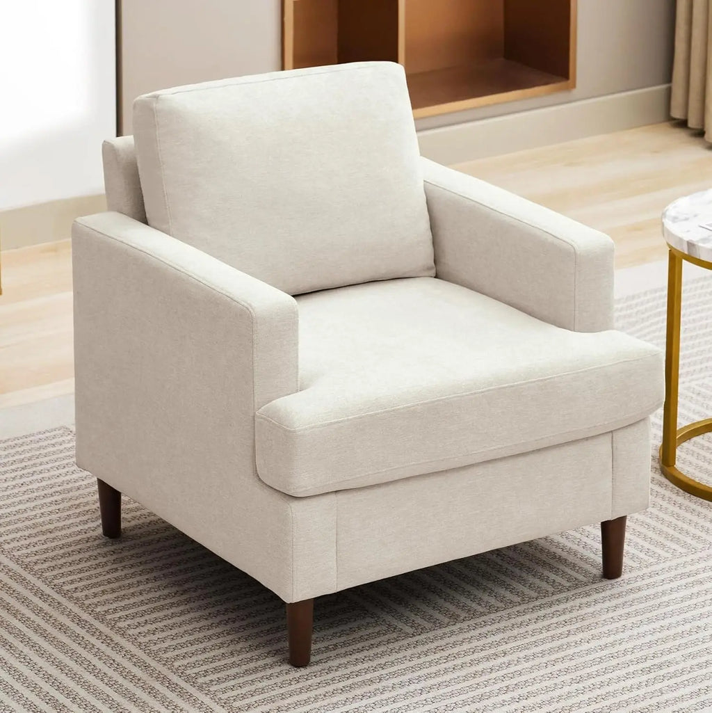 Mid-Century Accent Chair,Modern Linen Fabric Armchair