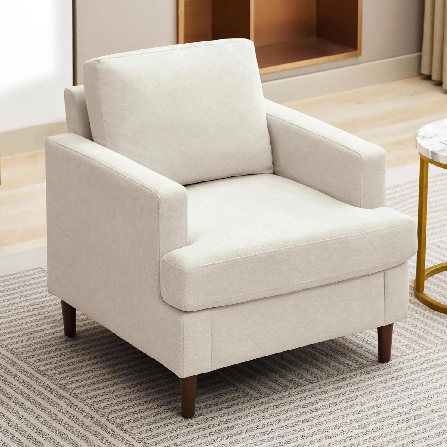 Mid-Century Accent Chair,Modern Linen Fabric Armchair