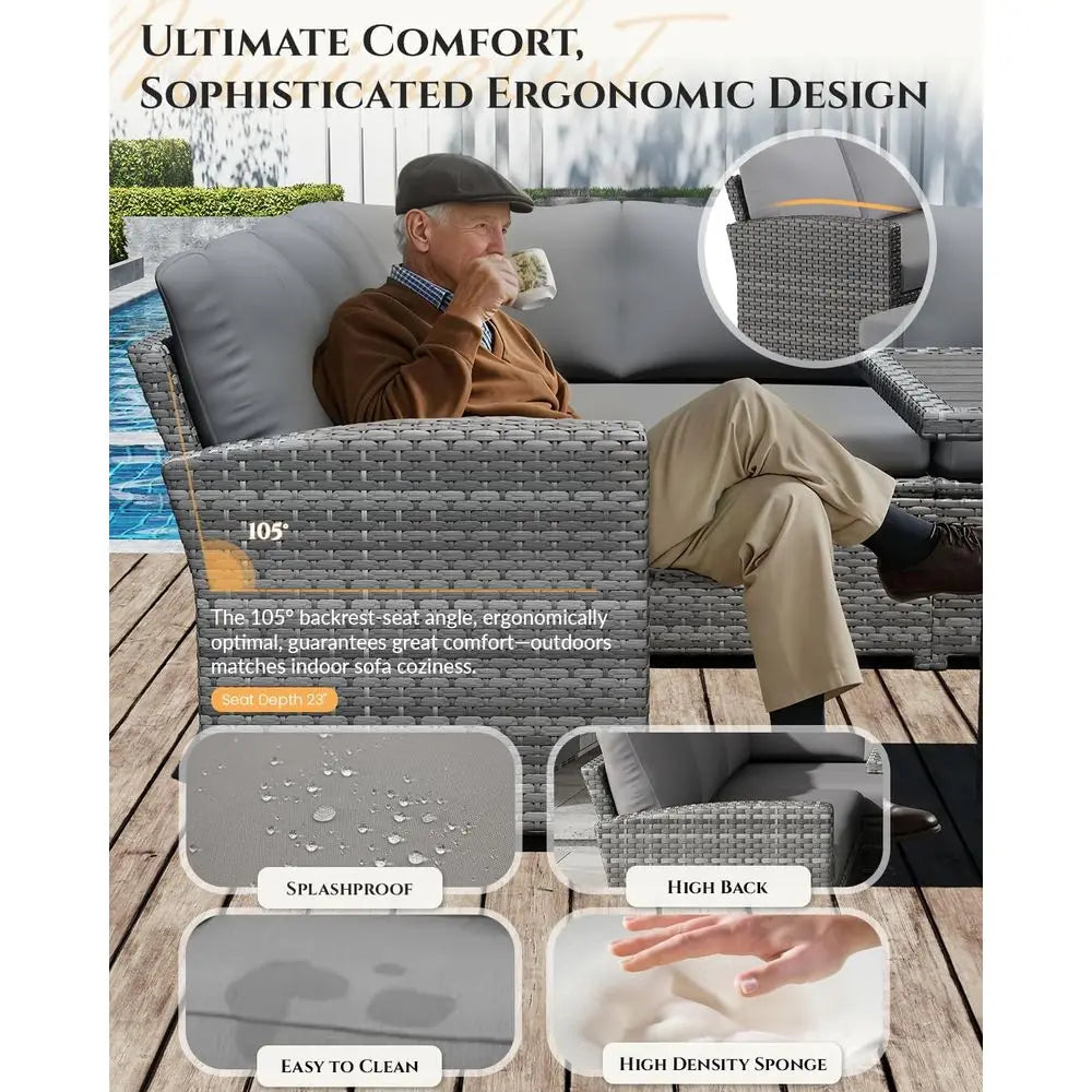 All-Weather Grey Rattan Outdoor Patio Furniture Set