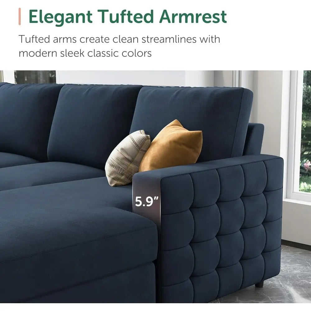 U-Shaped Sectional Sleeper Sofa with Pull-Out Bed