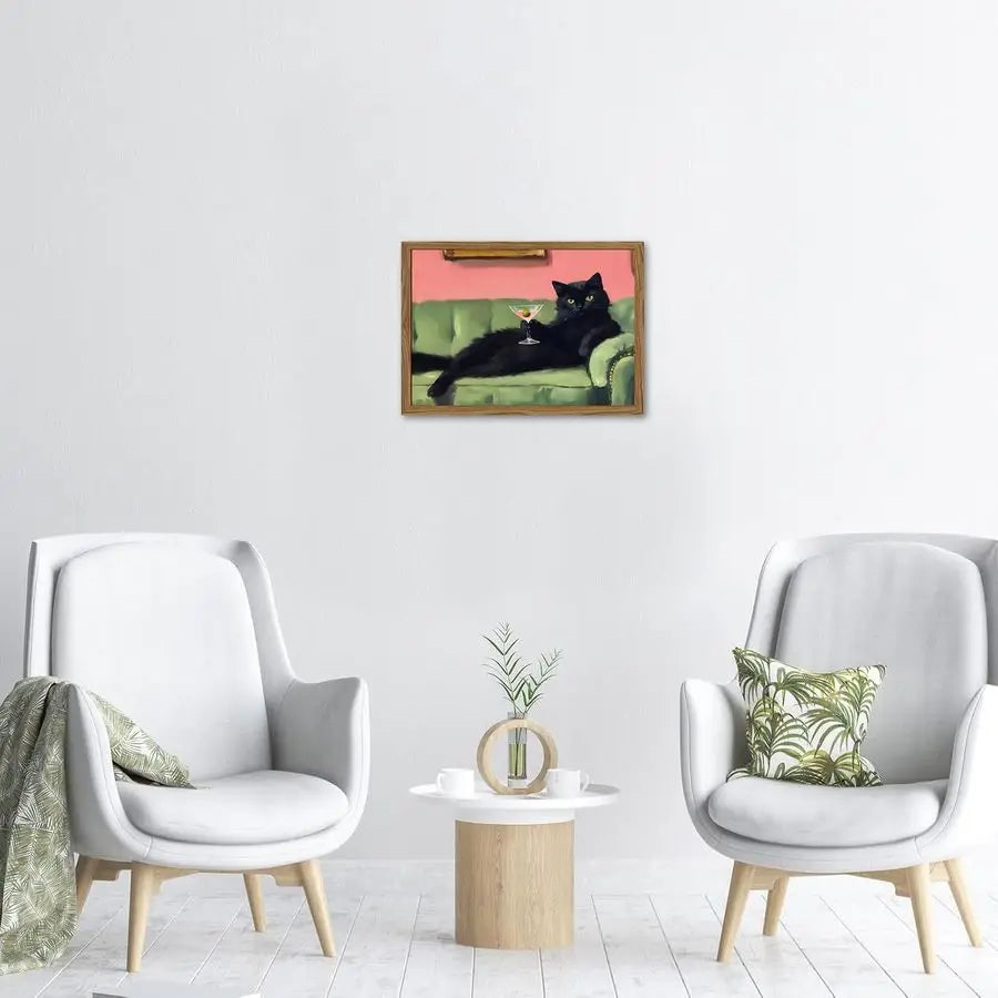 Black Cat Martini Wall Art, Bar Cart Decor