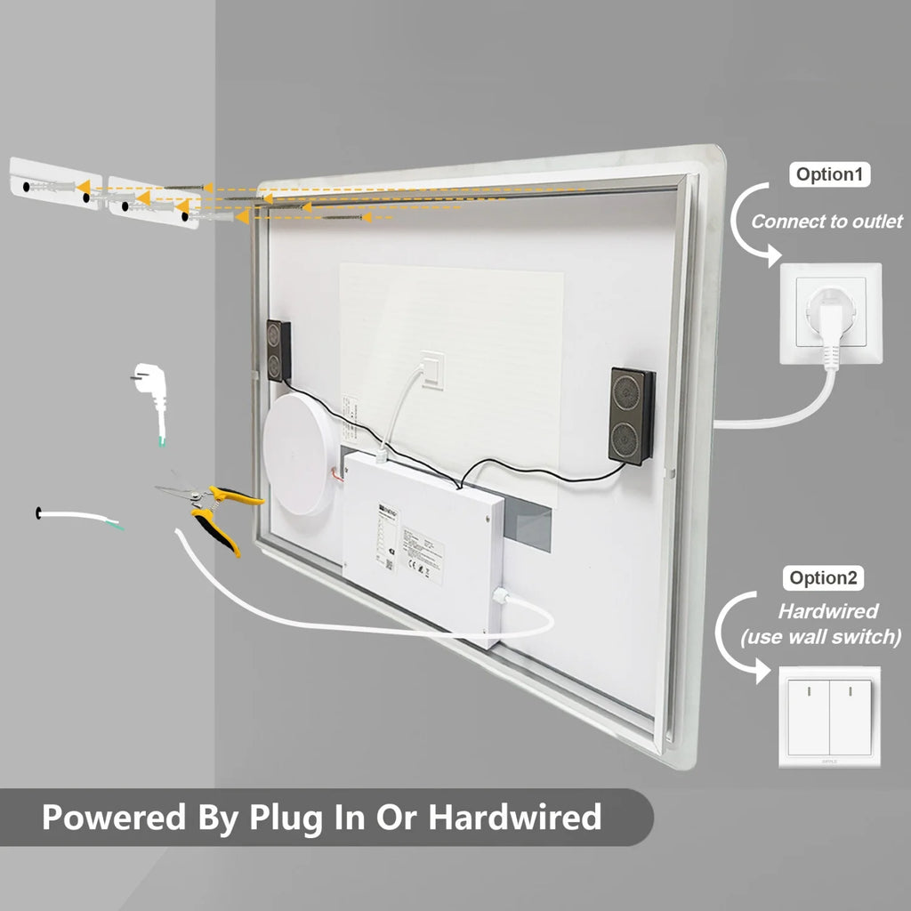 LED Bathroom Mirror with Bluetooth Dimmable Backlit Vanity Mirror with 3X Magnifier and Screen Display