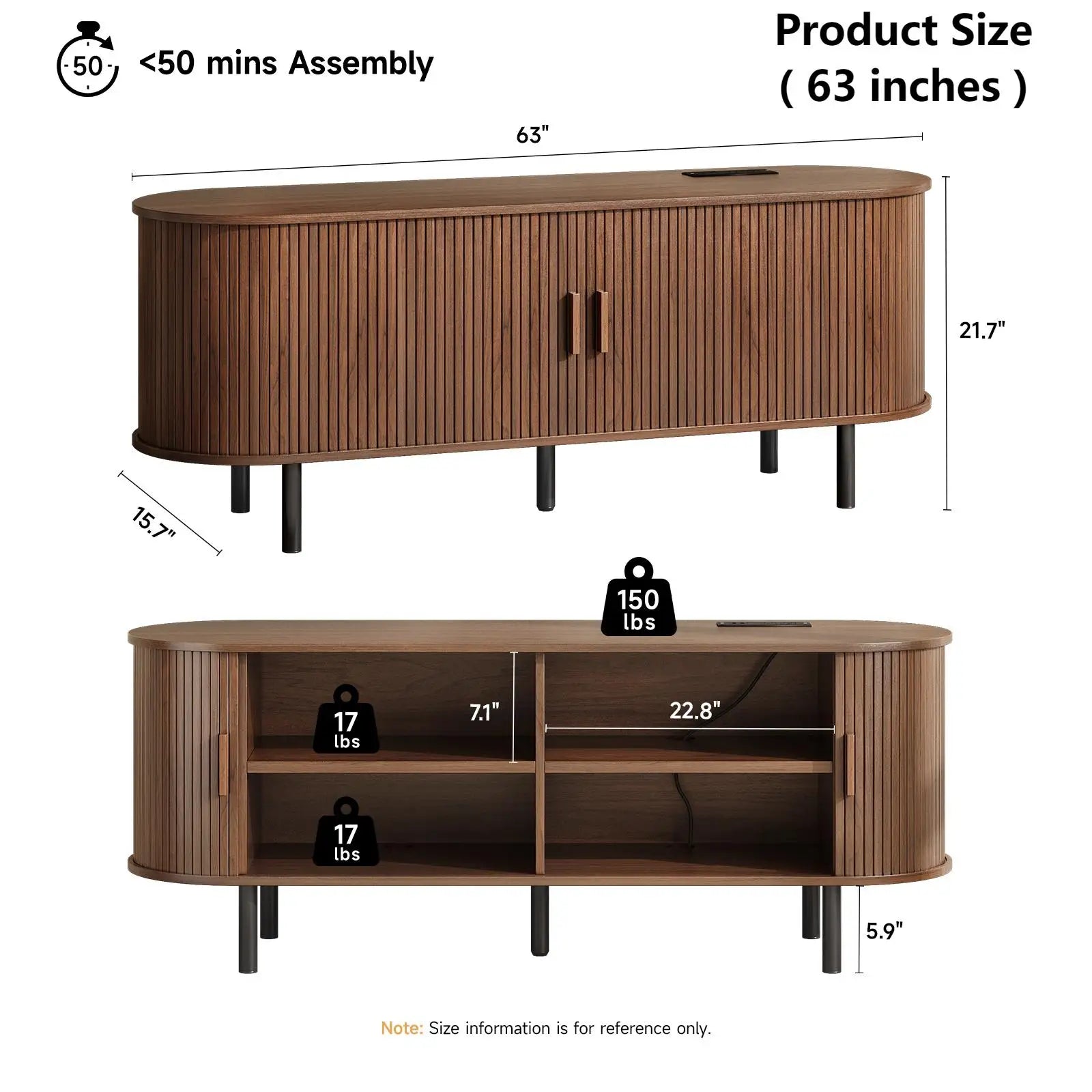 TV Stand with Power Outlet for TVs up to 60/70", Entertainment Center